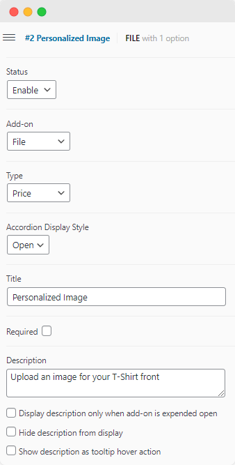 Configure an add-on for adding a custom image with Product Manager Add-ons