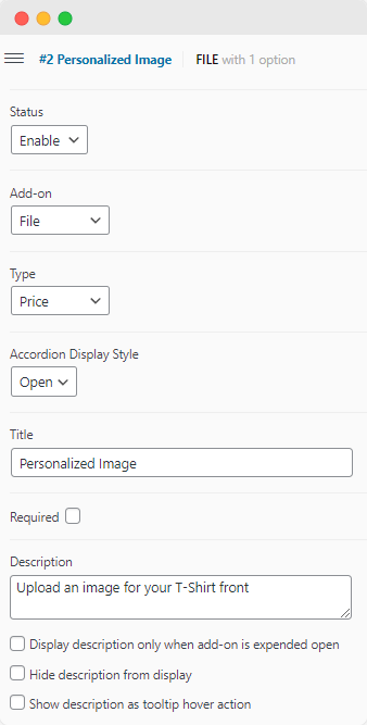 Customize add-on options with Product Manager Add-ons