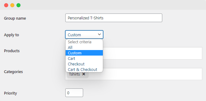 Configure add-on group display options using Product Manager Add-ons