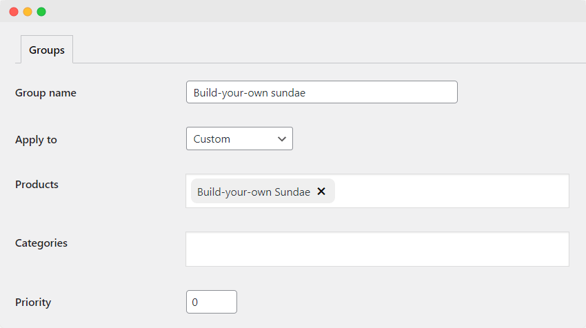 Configure add-on group name and placement using Product Manager Add-ons