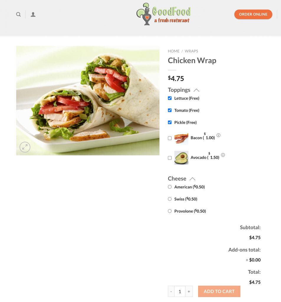 Create customizable products for your WooCommerce restaurant using Product Manager Add-ons