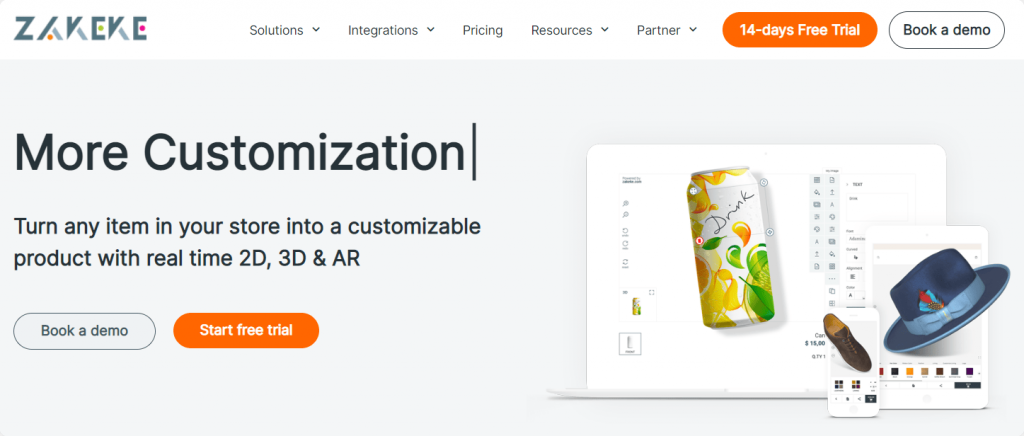 Zakeke landing page