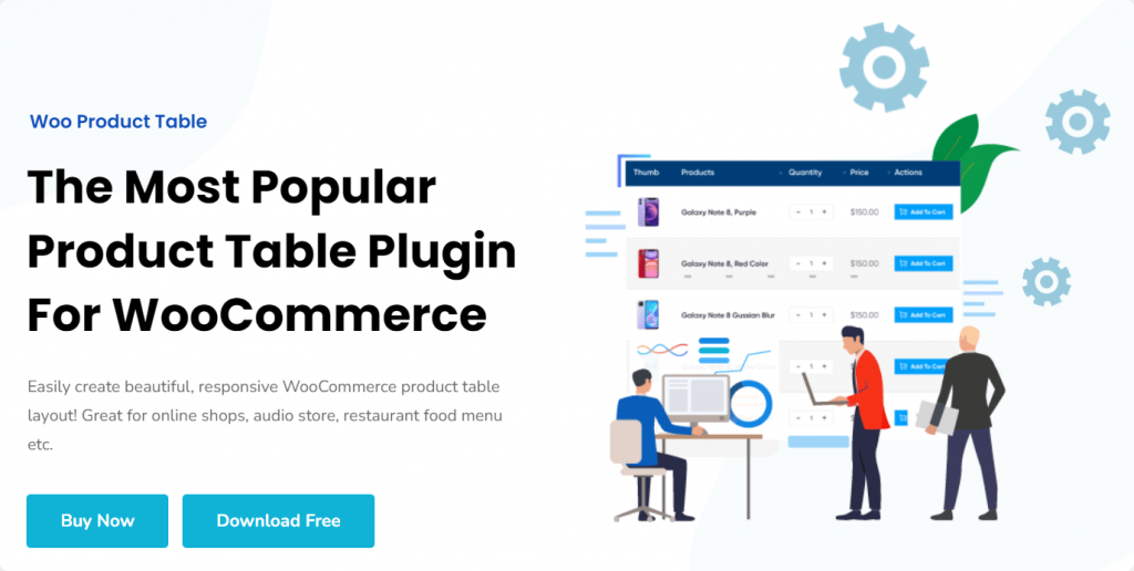 Woo Product Table landing page