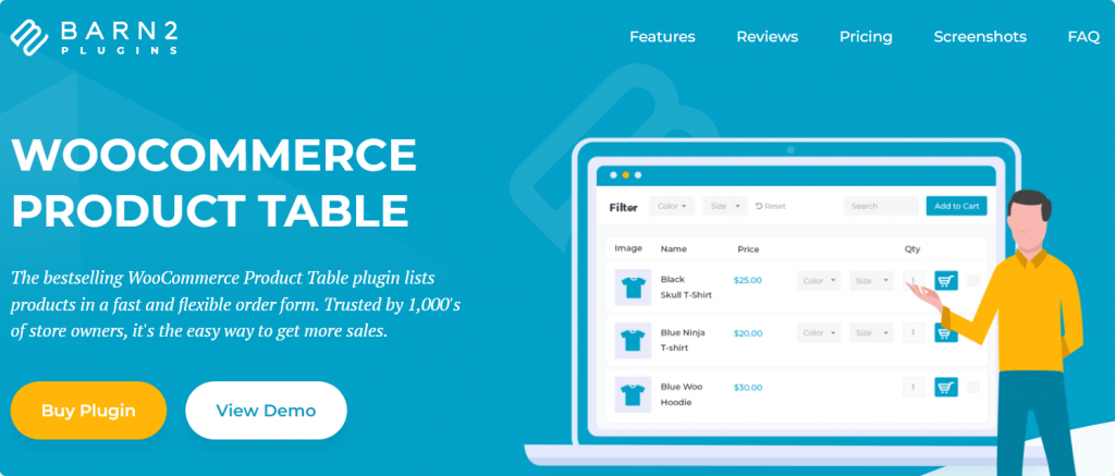 WooCommerce Product Table by Barn2 landing page