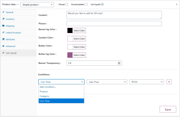 Configuring new upsell offers using Cart Upsell for WooCommerce