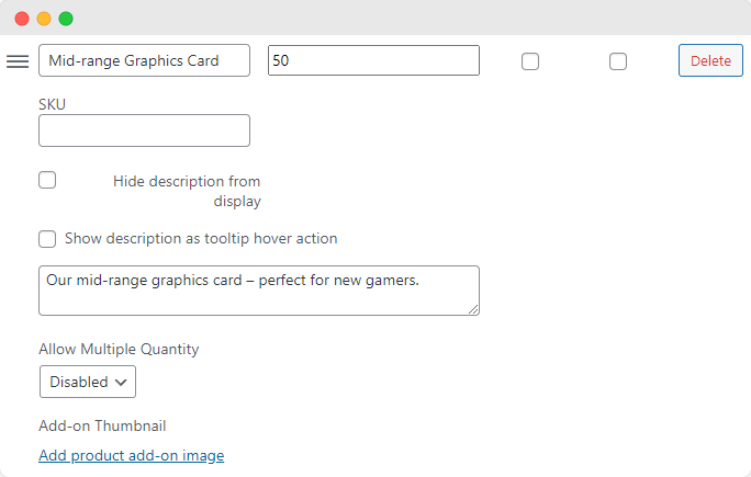 Configure options for a specific upsell product with Product Manager Add-ons.