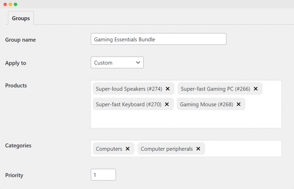 Add name and product categories to the chained products bundle