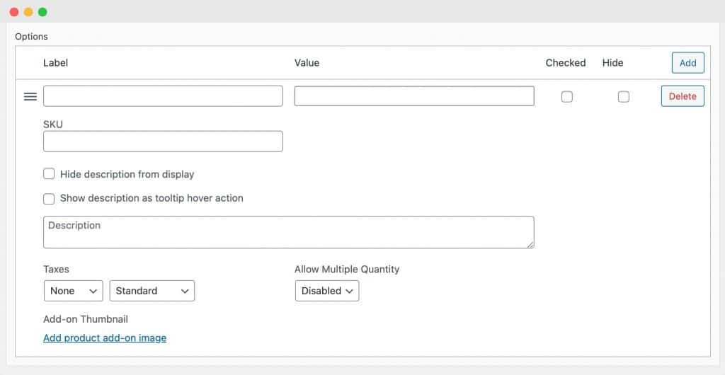 Product Manager Add-ons – configure add-on group product options