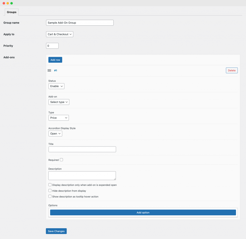 Product Manager Add-ons – manage add-on group settings