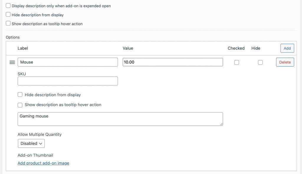 Product Manager Add-ons – add-on option settings and management.