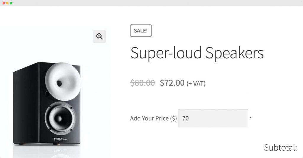 Name Your Price as seen for an individual product on the frontend.